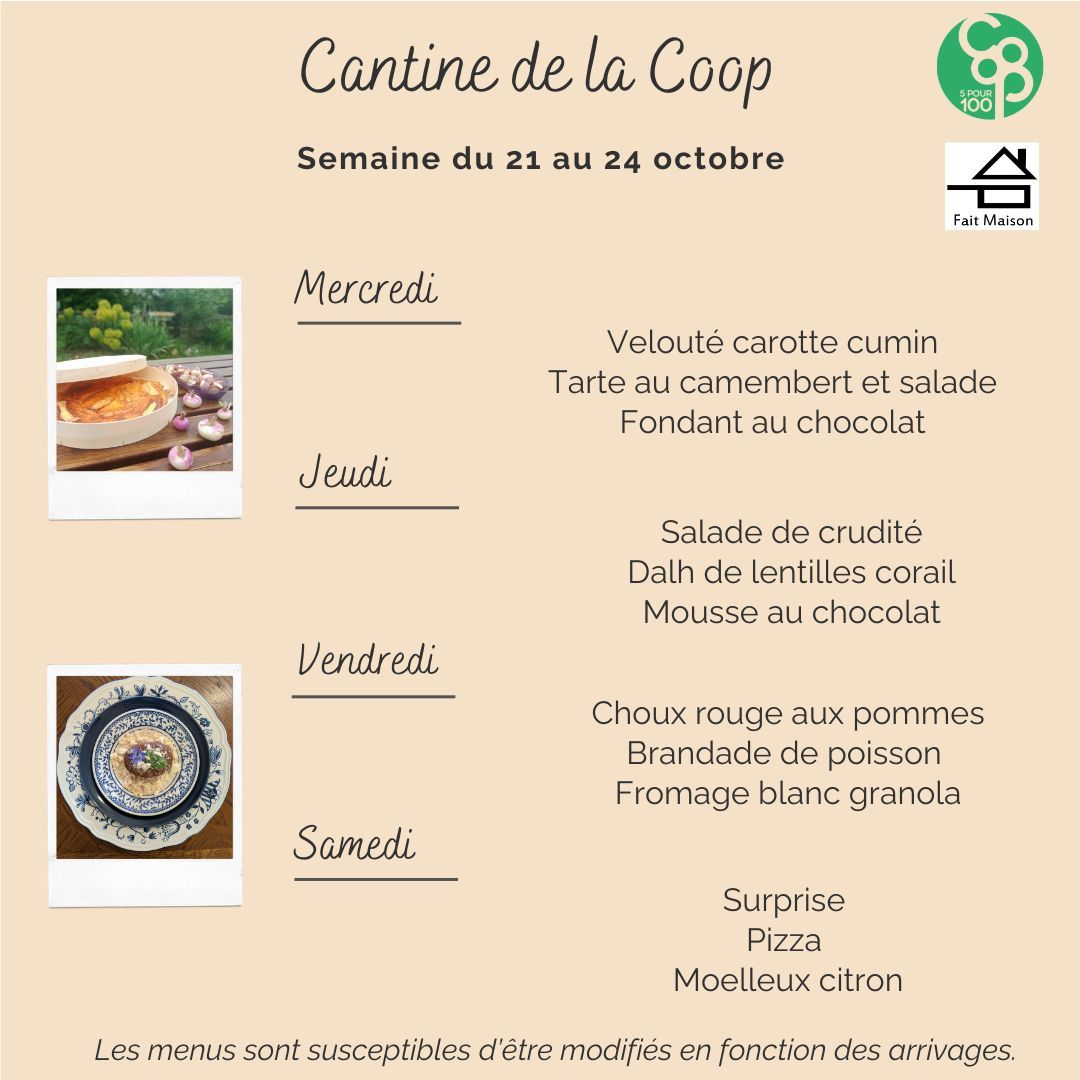 Menu de la semaine en cours