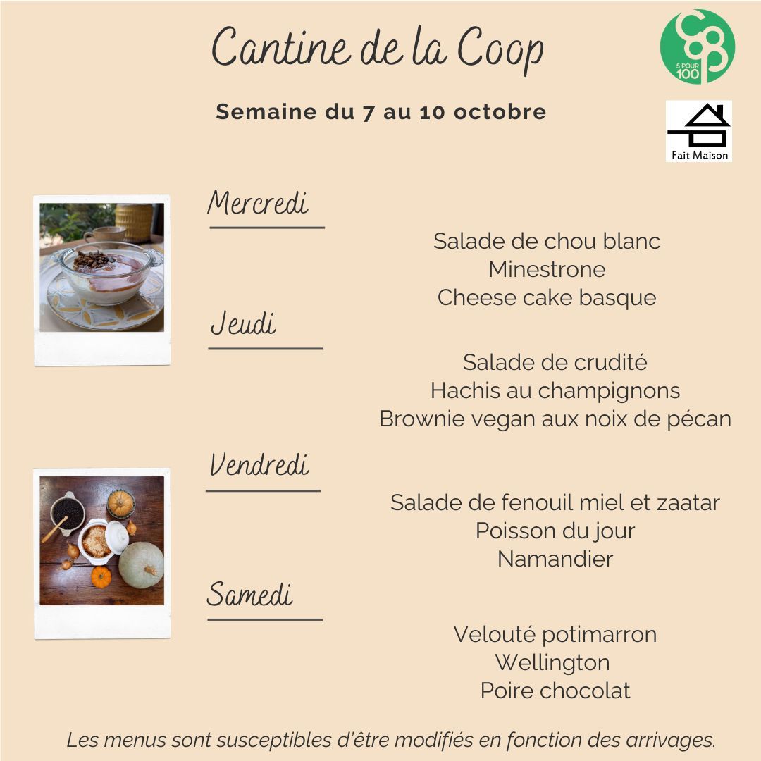 Menu de la semaine en cours