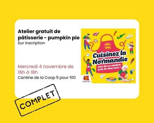 Atelier gratuit pâtisserie Pumpkin pie